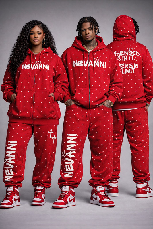 Red ‘’No Limit” Diamond Tracksuit (Unisex)